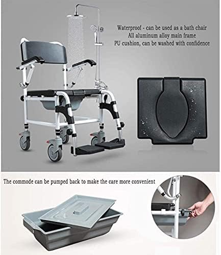 זרימת אסלת מקלחת מושב המיטה שולחן על גלגלים מתקפל כיסא גלגלים אסלת כבלים מתגלגל מקלחת כיסא