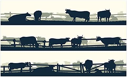 גדר אמבסון מחזיק מברשת שיניים קרמיקה, נושא החקלאות רעיית חיות משק פרות שוורים צללית כפרית, משטח