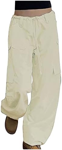 מכנסי מטען של Cokuera מכנסי מטען בצבע מוצק מזדמן רחוב היפ הופ מכנסיים ריצה עם כיסים מכנסי רגל רחבים רחבים