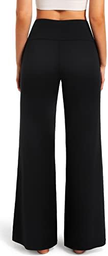 מכנסי רגל רחבים של Fullsoft נשים רופפות רופפות יוגה-יוגה זורמת במותניים גבוהות עם מכנסי טרקלין אתלטי לנשים
