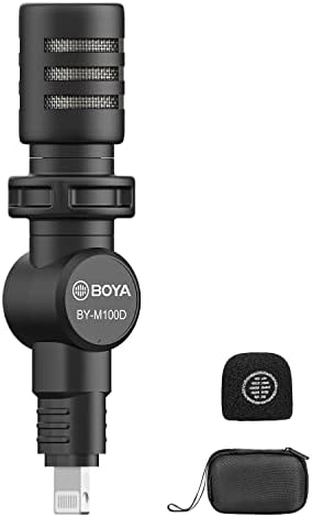 Boya BY-M100D Microphone Microphone Mini Plug & Play מיקרופון טלפון לאייפון 14/14 Pro/13/iPad/iOS
