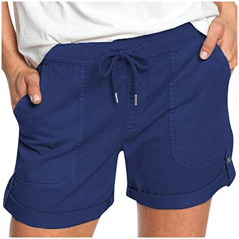 מכנסיים קצרים של Seintheson לנשים מטיילים בהליכה בכיס אתלטי מכה מכנסיים קצרים מוצקים צבעים צבעים