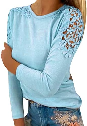 נשים נשות אביב צמרות תחרה דקה חלול חולצות טוניקה נופלות אופנה מזדמנת רזיה סוודר חולצה מוצקה