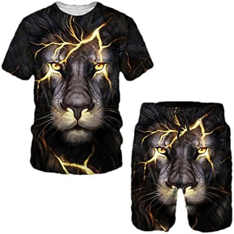 Keusyoi Animal 3D אריה מודפס Mens Tshirt