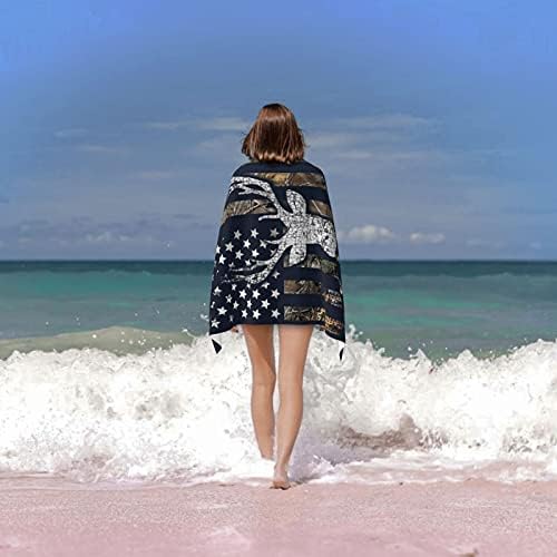 צבי קאם דגל אמריקאי דגל מיקרופייבר מגבות חוף מגבות מיכות חוף רכות גדולות סופג