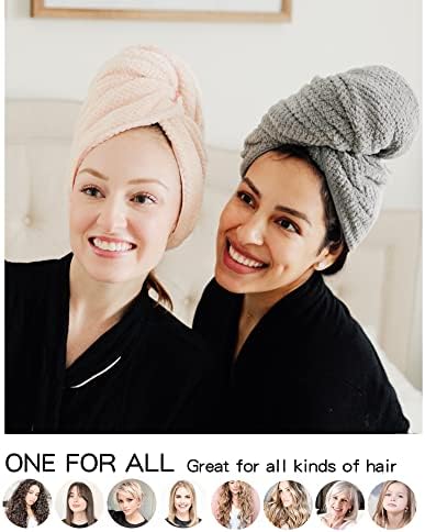 חבילה של 2, גדול מיקרופייבר שיער מגבות לנשים-סופר סופג & מגבר; מהיר יבש שיער ייבוש מגבת-שיער מגבת לעטוף עבור