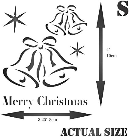 סטנסיל פעמוני חג המולד, סטנסילים בגודל 3.25 על 4 אינץ ' לציור תבנית כרטיסי חג המולד או קישוטים