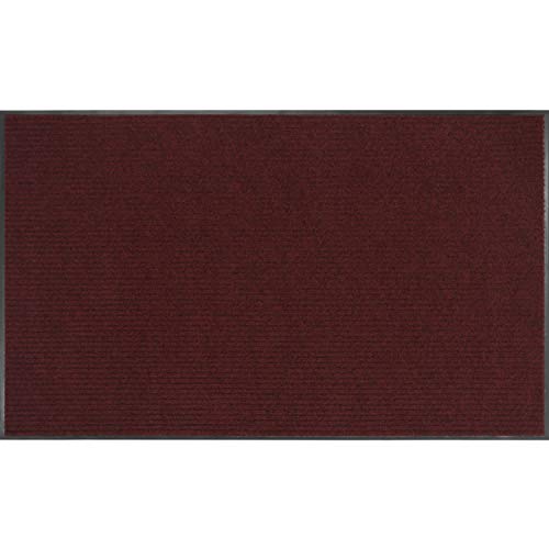 יסודות אמזון פולי לינארי-צלעות שטיח מסחרי מחצלת מגובה ויניל 3' על 4 ' אדום / שחור