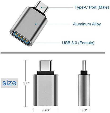 מתאם USB C ל- USB OTG, FUUPNN 3-חבילות סוג C זכר ל- USB A 3.0 מטען מחבר מתאם נקבה תואם ל- MacBook