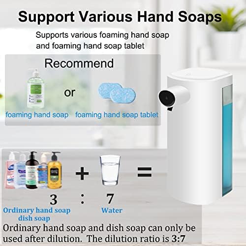 מתקן סבון מקציף אוטומטי, Sapouni 11.8oz/350 מל מקציף ללא מגע מתקן סבון יד עם 2 חיישן אינפרא אדום מתכוונן