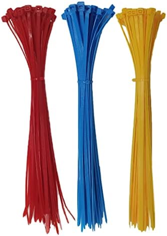 אורליסג 150 יחידות של קשרי כבלים צבעוניים, קשרי כבל ניילון רב צבעוניים, קשרי רוכסן כבלים 12 , 3 צבעים, מתאימים