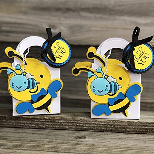 Mirabuy 20 PCS Boy Bee קישוטים למקלחת לתינוקות, מחזיקי מפתח דבורים כחולים לטובת מקלחת לתינוקות, קישוטים למקלחת