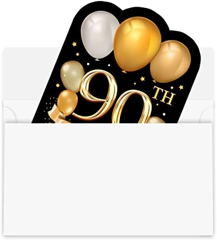 30 נצנצים זהב 90 כרטיסי הזמנות למסיבת יום הולדת 90 עם מעטפות