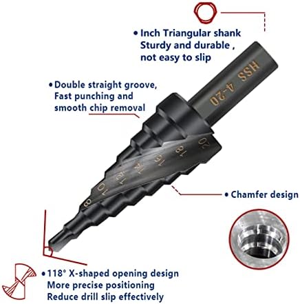 קידוח חתיכות מדרגות מקדח חרוט 4-12 4-20 4-32 6-30 ממ HSS סכין חור מתכת ידית עגול ניטריד מקדח מתכת מקדח מדרגה