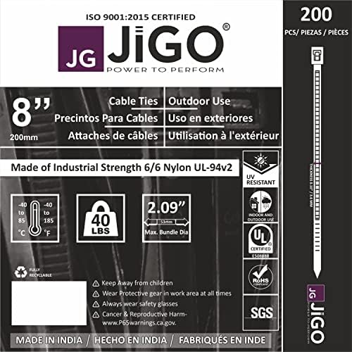 קשרי רוכסן כבלים של ג'יגו קשרי כבלים 8 אינץ