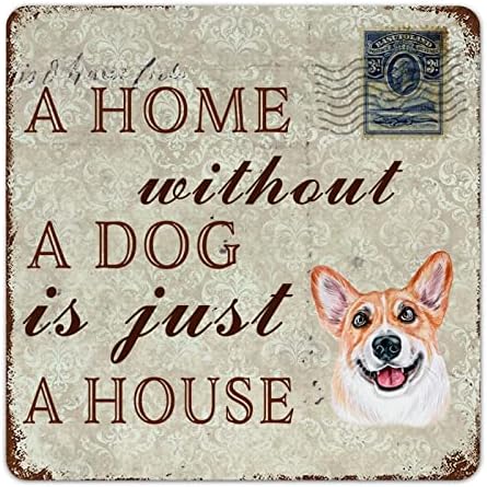 לוח כלבים מתכת מצחיק לוח בית ללא כלב הוא רק בית קורגי חיות מחמד דלת קולב מתכת אמנות רטרו חיות מחמד