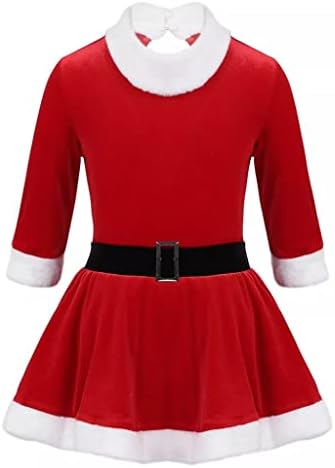 WXBDD ילדים סנטה תחפושת לחג המולד שלב הופעה ללבוש ללבוש 3/4 שרוולים בנות קטיפה בלט בלט שמלת החלקה על דמות בלט