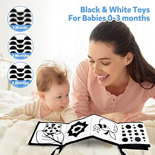 טסיאן שחור לבן ניגודיות גבוהה ספר בד רך ספר צעצועים לתינוקות חושיים 0-6 חודשים יכולים להיות ננשכים ולקרוע צעצועי