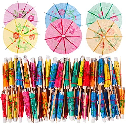 144 מחשבים משותים מטריות קוקטייל קוקטיילים, 6 מטריות קוקטייל צבעוניות הוואי, מפרסול מטריית נייר בסגנון