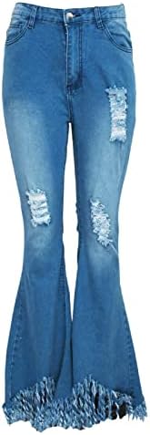 מכנסי ג'ין מטען לנשים מתאימות לאופנת נשים תואמות רזה רזה רחבה שטופה מכנסי התלקחות ג'ינס אמא ז'אן