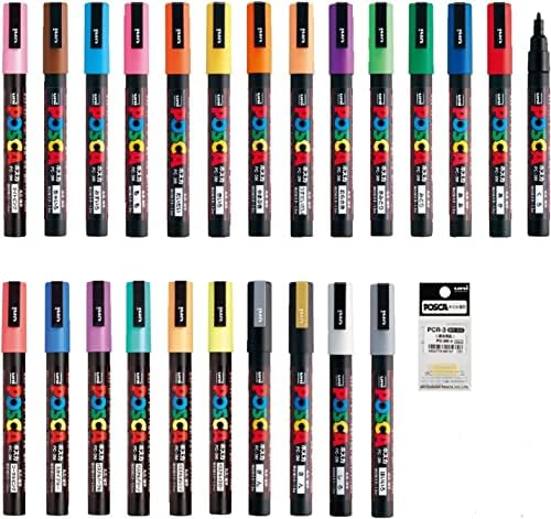 פוסקה סמן אקריליק צבע עטים בסדר נקודת טיפ רוחב 0.9-1.3 ממ 24 צבעים מחשב-3 מ', עבור רוק ציור,