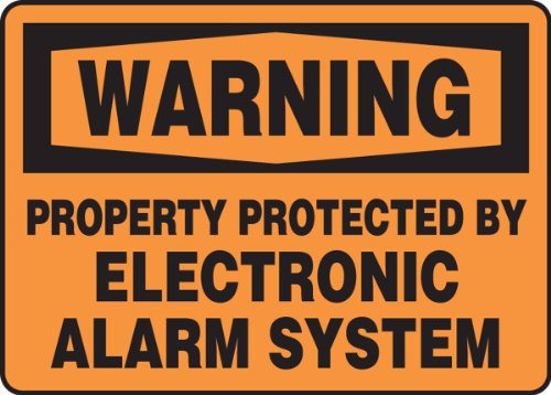 Accuform Mase303VP שלט בטיחות פלסטי, מאפיין אזהרה מוגן על ידי מערכת אזעקה אלקטרונית, 10 אורך x 14