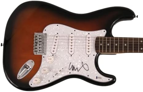כריס מרטין חתום על חתימה בגודל מלא פנדר סטרטוקסטר גיטרה חשמלית עם אימות PSA/DNA - קולדפלייון פרונטמן,