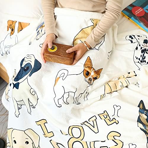 שמיכת כלבים מצוירת של Zevrez ילדים זורקים שמיכה עם כלבים גורים חמודים חיית מחמד פלנל פליס שמיכה למיטה ספה