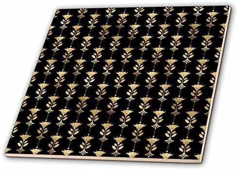 3תמונת רוז ארט דקו של זהב ודפוס צבעוני שחור-אריחים