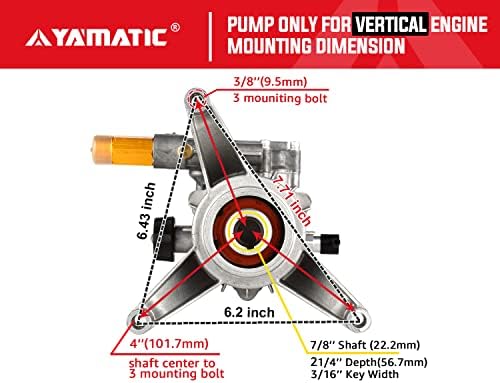 יאמטי 7/8 אינץ 'משאבת מכונת כביסה לחץ אנכי 3000 psi @ 2.5 משאבת החלפה של GPM למכונת מכונת כוח, החלפה בטרויבילט,