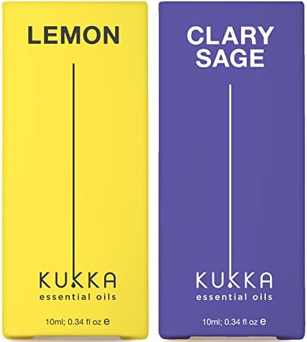 שמן אתרי לימון למפזר ושמן מרווה למערך עור - סט שמנים אתרים כיתה טיפולית - 2x0.34 fl oz - Kukka
