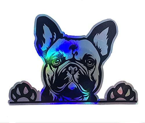 WickedGoodz מדבקה הולוגרפית בולדוג צרפתי - כפות כלבים מדבקת פגוש גזע - למחשבים ניידים טומבלרים חלונות