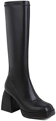 HCJKDU גפי רכיבה רחבים לנשים עגל מערבי בוקרה ברך ברך עגולה עגולה עם נעלי מגף עקב גבוה שמנמן