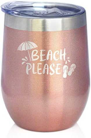 חוף בבקשה-נסיעות יין כוס עם הזזה מכסה-ללא גזע נירוסטה מבודד כוס - חמוד מצחיק חיצוני קמפינג
