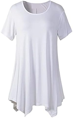 סתיו קיץ בנות חולצות שרוול קצר 2023 בגדים צוואר צוואר צוואר כותנה כותנה בסיסית חולצה עליונה
