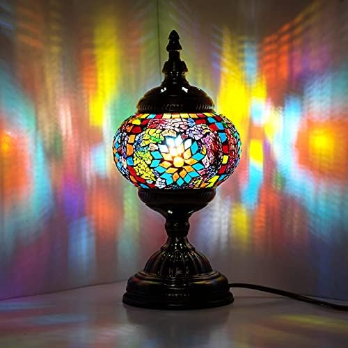 אנטון תורכי פסיפס זכוכית דקורטיבי שולחן מנורת פנס מרוקאי בית תפאורה לילה אור לסלון חדר שינה חדר