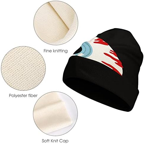 אדום גלגל העין לסרוג כפת כובע חם חורף כובעי רפוי גולגולת כובעי עם מודפס דפוס לנשים גברים