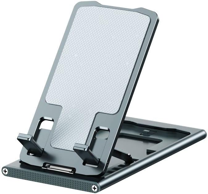 LADUMU שולחן עבודה מחזיק טלפון סלולרי סגסוגת אלומיניום גודל קטן לשימוש טלפון נייד מחזיק נייד