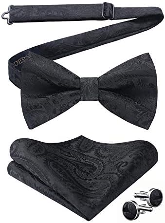עניבות פרפר לגברים פרחוני פייזלי מראש קשור עניבת פרפר כיס כיכר מטפחת חפתים סט קלאסי עניבות פרפר