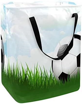 כדורגל כדורגל הדפסת דשא סל כביסה מתקפל, 60 ליטר עמיד למים סלי כביסה סל כביסה צעצועי אחסון לחדר שינה