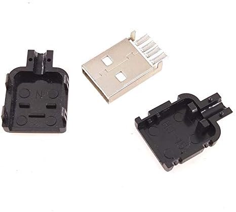 10 יחידות USB 2.0 מחבר מחבר סוג זכר 4 סיכות הרכבה מתאם שקע הלחמה סוג מעטפת פלסטיק שחור לחיבור נתונים
