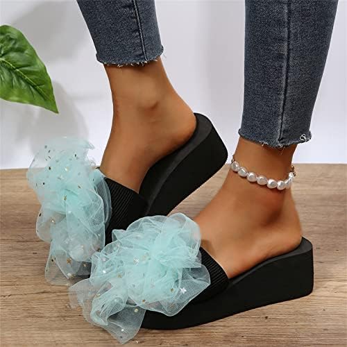 שקופיות נשים טורקים נעלי נשים אופנה קיץ בגודל גדול נצנצים פרחים סוליים עבה Simia Wedge Wedge נעלי בית מהנשים Stoversakes