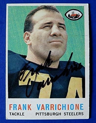 1959 Topps Frank Varrichione חתום על כרטיס כדורגל 61 ~ ערבות - כרטיסי כדורגל עם חתימה של NFL
