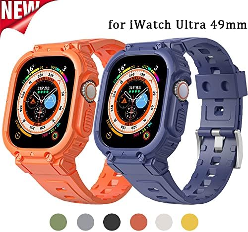 DJDLFA ללהקת Apple Watch Ultra 49 ממ רצועה מארז מכסה מגן TPU צמיד סיליקון לסדרת IWatch 8 7SE654 41/45/40/44