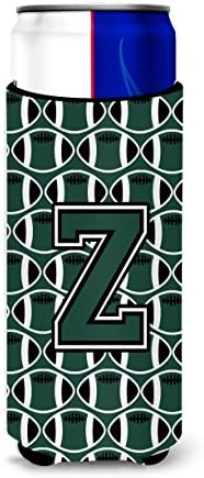 אוצרות קרוליין CJ1071-ZMUK מכתב Z כדורגל ירוק ולבן אולטרה חיבוק לפחיות רזות, יכול שרוול קריר יותר מכונה מכונה