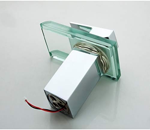 כוח מים זכוכית LED LED Washbasin טמפרטורת ברז מבוקרת 3 צבעים ברז מפל מפל מפל ברז