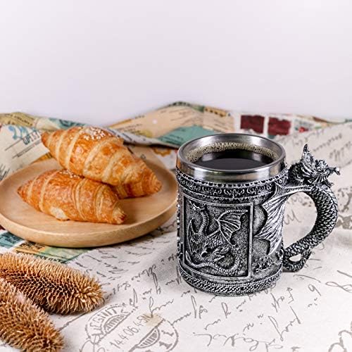 ימי הביניים שואג דרקון ספל-מבוכים ודרקונים באר שטיין קנקן לשתות כוס-14 עוז נירוסטה קפה ספל עבור יש דרקון אוהבי