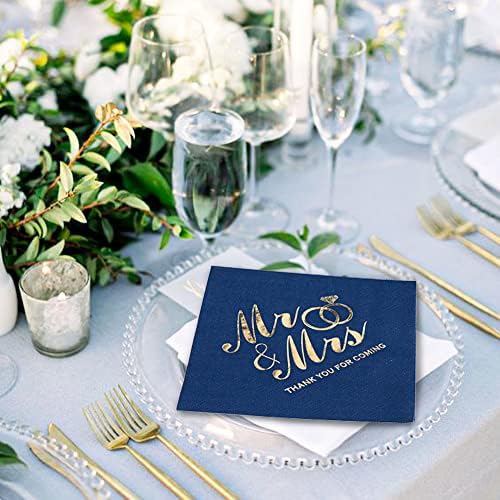 Livebe 100 חבילה של מפיות קוקטייל נייר עם עיצוב זהב ， ארוחת ערב רשמית, יום נישואין, מפיות לחתונה