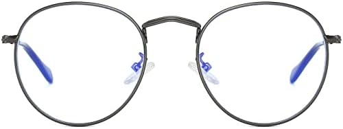 Aieyezo משקפיים עגולים לנשים גברים אופנה כחולה אור חוסם משקפיים מעגל מסגרת חוט מתכת