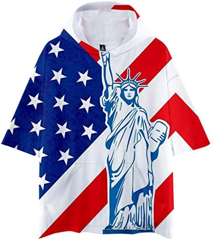 חולצת ברדס לגברים F_GOTAL חולצות טריקו לגברים אופנה קיץ שרוול קצר דגל אמריקאי דגל נשר מגניב